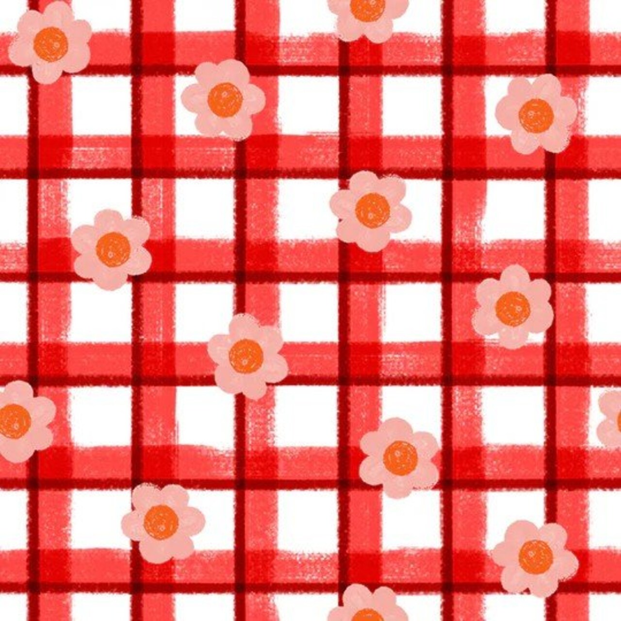 Fabric 3 Wishes Red Floral Plaid Little Foot Farm Flannel by the Quarter Yard 23751-RED-F